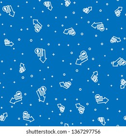 Blue random seamless pattern  Financial growth icon. Financial business progress arrow up and sign dollar icon