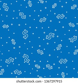 Blue random seamless pattern  Money vector icon. Dollar. Currency symbol