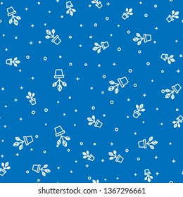 Blue random seamless pattern  Plant pot concept icon. Flower illustration