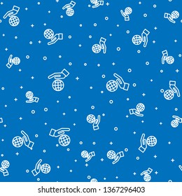 Blue random seamless pattern  Save earth icon design. Save globe logo