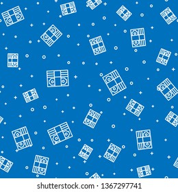 Blue random seamless pattern  Simple Money icon. Universal cash icon.