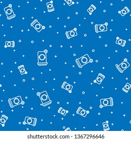 Blue random seamless pattern  Trash bin garbage vector icon