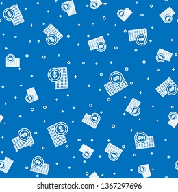 Blue random seamless pattern  Vector design dollar coins icon