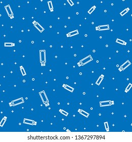 Blue random seamless pattern  Vector tech icon usb flash drive.