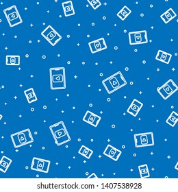Blue random seamless pattern  Vector Tablet icon.
