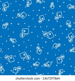 Blue random seamless pattern  Wallet with dollars icon