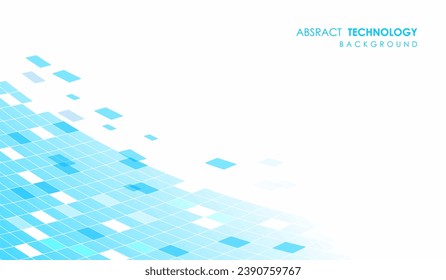 Blue random square mosaic or tiles background.