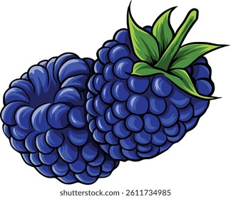 Blue raspberry. Shiny blue raspberry on white background