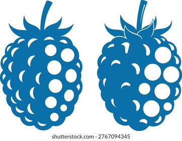 Blue raspberry vector icon with white circles, simple graphic, isolated on white.