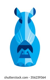 The blue rat in a figure nesting dolls on a white background