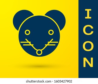 Blue Rat zodiac sign icon isolated on yellow background. Astrological horoscope collection.  Vector Illustration