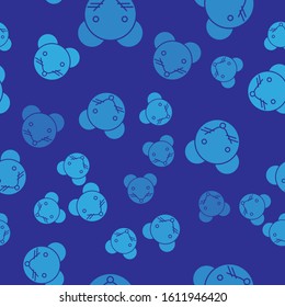 Blue Rat zodiac sign icon isolated seamless pattern on blue background. Astrological horoscope collection.  Vector Illustration