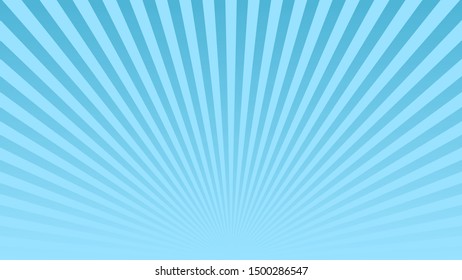Blue ray background. Vintage abstract texture. Retro starburst, sun beam. Halftone color. Light burst. Bright shine sunburst. Empty blank, scrapbook surface. Clean nature energy Vector illustration