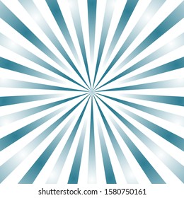 Blue ray background. Vintage abstract texture. Retro starburst, sun beam. Halftone color. Light burst. Bright shine sunburst. Empty blank, scrapbook surface. Clean nature energy Vector illustration