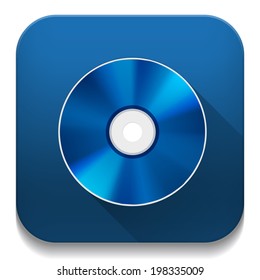 blue ray disc icon With long shadow over app button