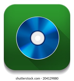 blue ray disc icon With long shadow over app button