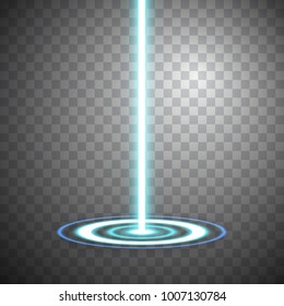 Blue ray night scene. Disco club light effect podium dance floor. Magic fantasy portal. Futuristic teleport. Vector Illustration EPS 10