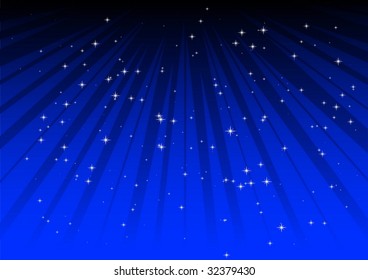 Blue rays above glittering stars