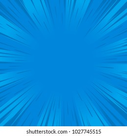 Blue rays comic pop art retro background. Vector illustration.