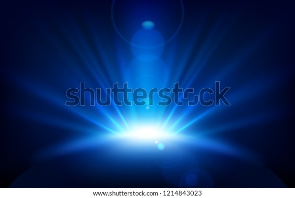 レンズフレアを持つ青い光線 ベクターイラスト のベクター画像素材 ロイヤリティフリー