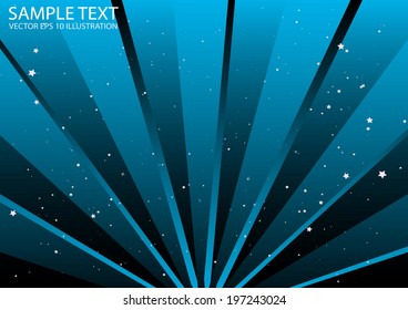 Blue rays of lights and stars background illustration - Abstract blue starburst with sparkles background template