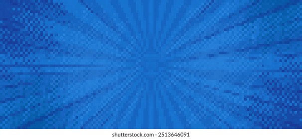 blue rays pixelated vintage pop art background