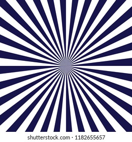 blue rays poster. Popular ray star burst background. Dark-blue and white abstract texture with sunburst, flare, beam. 
