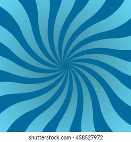 Blue rays poster. Popular ray star burst background television vintage. Dark-blue and light-blue abstract texture with sunburst, flare, beam. Retro art design. Glow bright pattern. Vector Illustration