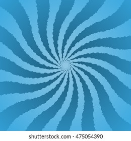 Blue rays poster. Popular ray star burst background television vintage. Dark-blue and light-blue abstract texture with sunburst, flare, beam. Retro design. Bright pattern. Vector Illustration