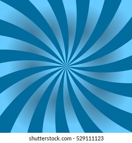 Blue rays poster. Popular ray star burst background television vintage. Dark-blue and light-blue abstract texture with sunburst, flare, beam. Retro art design. Glow bright pattern. Vector Illustration