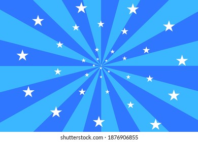 blue rays in retro style. Vector snowflakes. Abstract blue background. Snow frame. Stock image.