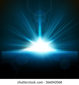 Blue Rays rising from horizon