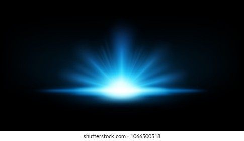 Blue Rays rising on dark background. Suitable for product advertising, product design, and other. Vector Illustration