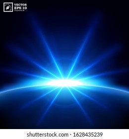 Blue Rays rising on dark background. Suitable for product advertising, product design, and other. Vector Illustration