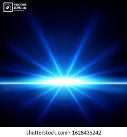 Blue Rays rising on dark background. Suitable for product advertising, product design, and other. Vector Illustration