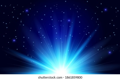 Blue Rays rising on dark blue background. Suitable for product advertising, product design, and other. Vector Illustration