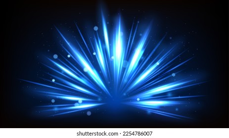 Blue Rays rising on dark background. Suitable for product advertising, product design, and other. Vector Illustration