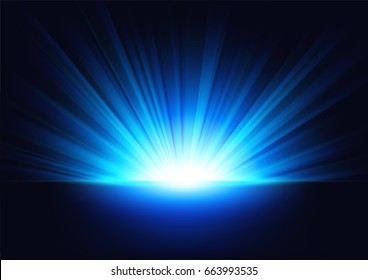 Blue Rays rising on dark background. Suitable for product advertising, product design, and other. Vector Illustration