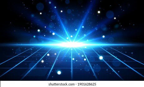 Rayos azules en ascenso en el fondo del horizonte. Adecuado para publicidad de productos, diseño de productos y otros. Ilustración vectorial