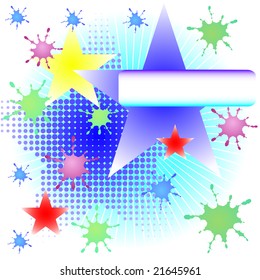 blue rays and stars grunge background