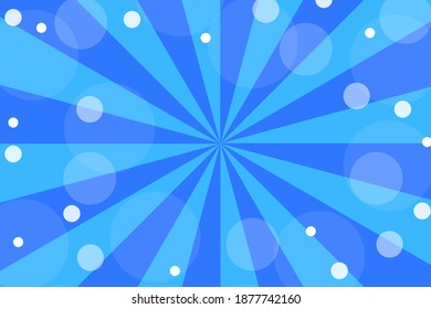Blaurochen, weiße Kreise im abstrakten Stil. Sonnenenergie. Heller Stern. Zeilenvektor. Stockbild.