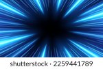 Blue Rays Zoom in Motion Effect, Light Color Trails. Vector Illustration