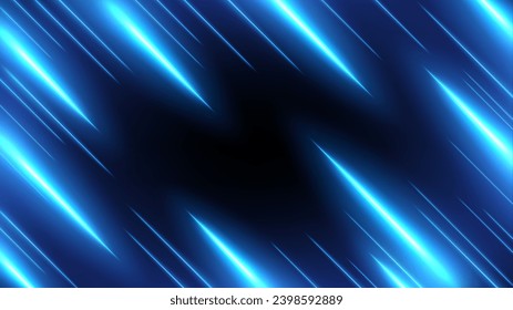 Blue Rays Zoom in Motion Effect, Light Color Trails. Vector Illustration