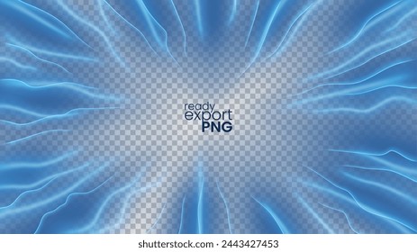 Blue Rays Zoom In Motion Effect, Swaying Light Color Trails, Ready For White Background Or PNG, Vector Illustration