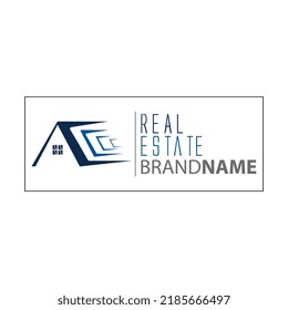 Blue real estate business logo. Vector Ilustration. EPS File