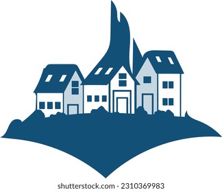 Blaues Immobilienlogo