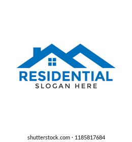 Blue real estate residential logo icon design template vector