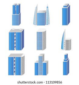 blue real estate set of icons