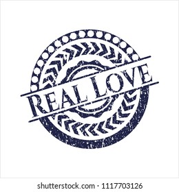 Blue Real Love distressed rubber grunge texture seal