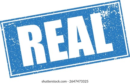 Blue Real Rubber Stamp Word Text Written in Reverse Grunge Button Vector in Double Sharp Border, Vintage, Transparent Background